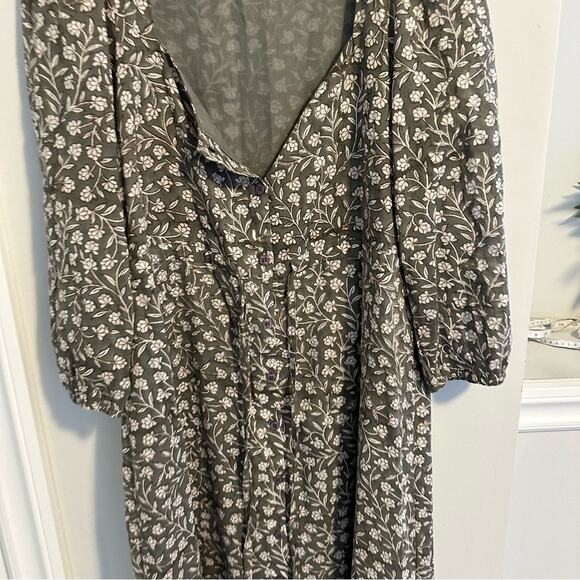 Emerson Fry India Collection Green Floral Cotton Long Sleeve Maxi Dress Medium - Picture 11 of 16